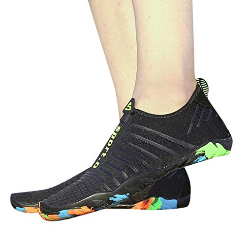 Unisex Water Shoes Barefoot Lightweight Shoes Beach Aqua Socks for Swim Pool Diving Surfing Yoga Shoes Size 5-10.5 (Black, US:7.5)