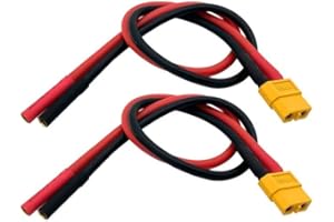 FLY RC 2Pcs XT60 Female to 4mm Banana Bullet Female Connector Adapter Cable 12awg 30cm for iSDT Charger