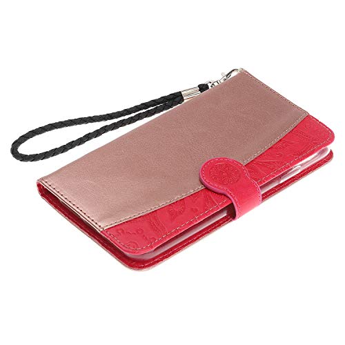 Funyye Magnetic Flip PU Leather Cover for iPhone Xs Max [Free Screen Protector],Luxury Frosted Splicing Soft Wallet with Credit Card Slots Stand Function Case for iPhone Xs Max,Rose Gold + Rose - Thumbnail 7
