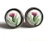 Thistle glass cabochon stud Earrings
