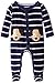 Mud Pie Baby Boys' Puppy Footed One Piece, Blue Stripe, 6-9 Months
