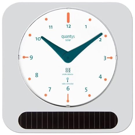 Quantys Funk-Solar Wanduhr mit Rauchmelder, silber/weiß