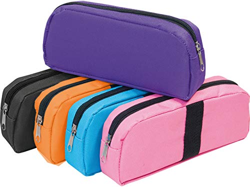 Kangaro Polyester Pencil Case 20 x 8 x 4 cm Assorted Colours Pack of 5