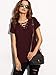 MakeMeChic Women's Short Sleeve V Neck Lace Up T-Shirt Top Burgundy M