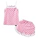 LittleSpring Girls Pink Summer Outfits 5T for Little Girl Spaghetti Strap Tops and Shorts Set Cute Casual Polka Dots Fashion 2 Piece Outfit