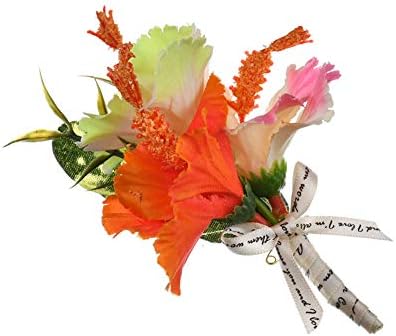 Cupcinu Artificial Corsage Bride and Groom Brooch Ribbon Flower Size:15cm*9cm Material:cloth size 11cm*10cm (Orange)
