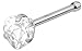 Set of 2 Straight Nose Studs: 20g Surgical Steel Round & Heart Shaped Clear CZ Crystal Nose Rings