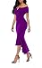 ONLYSHE Womens Sexy Off Shoulder Bardot Lace Evening Gown Fishtail Maxi Dress Purple Large