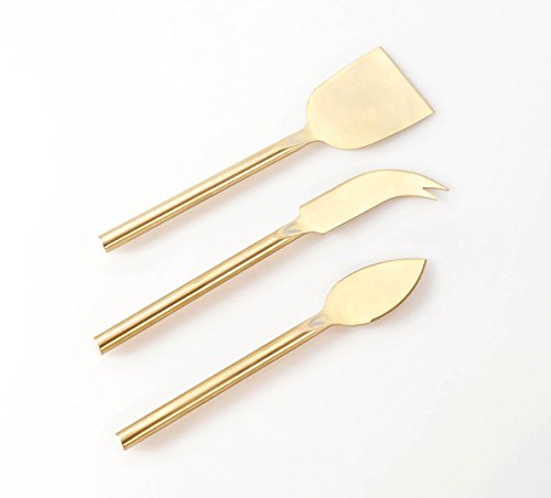 image for Almara Range Cheese Knife Set - Three Piece Gold Finish - Beautiful De