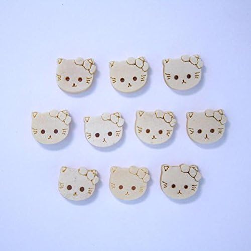 Boutons En Bois Naturel Tete De Chat 11mm 2 Trous Lot De 10 Amazon Fr Cuisine Maison
