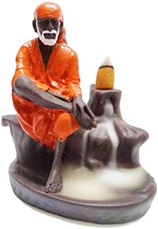 DECENT HANDICRAFTS Lord SAI Fountain Incense Burner with 10 Smoke Backflow Scented Cone Incenses
