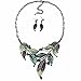 Qiyun (TM) Elegant Women's Green Leaf Festoon Rhinestone Bib Necklace Stud Earrings Set