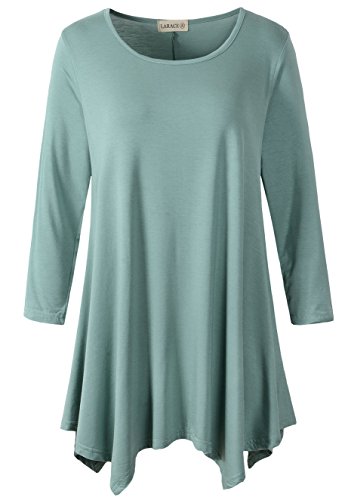 LARACE Women Plus Size 3/4 Sleeve Tunic Tops Loose Basic Shirt