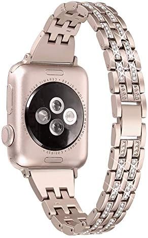 vialavida Slim Bling Straps Compatible with Apple Watch 38mm/40mm 42mm/44mm Iwatch Series 4 3 2 1 Women Diamond Rhinestone Metal Jewelry Wristband