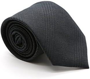 Charcoal Slim Tone on Tone Plaid Necktie &amp; Handkerchief