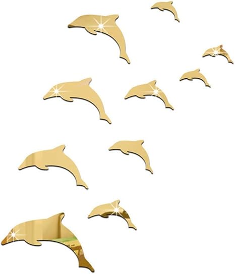 Amazon ウォールステッカー アクリル3dかわいいイルカコンビネーションミラー効果ウォールステッカーデカール 3dウォールステッカー 色 Gold Size 60 70cm ウォールステッカー オンライン通販