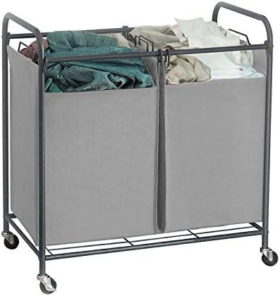Annbo Livinn Double Bags Compact Laundry Hamper Rolling Sorter Cart with 2 Bags