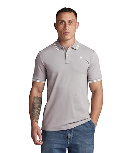 G-STAR Dunda Slim Stripe Polo para Hombre, Gris (Grey Alloy D17127-5864-G276), XS