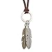 Gyand Mens Womens Adjustable Vintage Long Leather Cord Boho Pendant Necklace 2 Feathers Charm Necklace