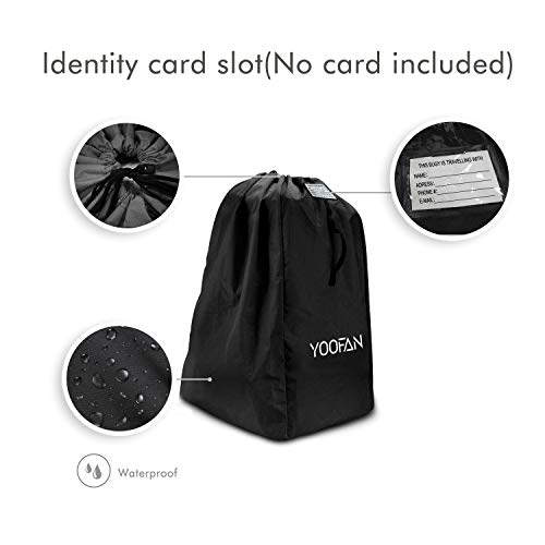 Car Seat Travel Bag, Gate Check Drawstring Backpack Bag with Shoulder Straps for Stroller,Car Seats,Boosters and Infant Carriers, Waterproof - Great for Airplane,Saving Money and Storage(Black)