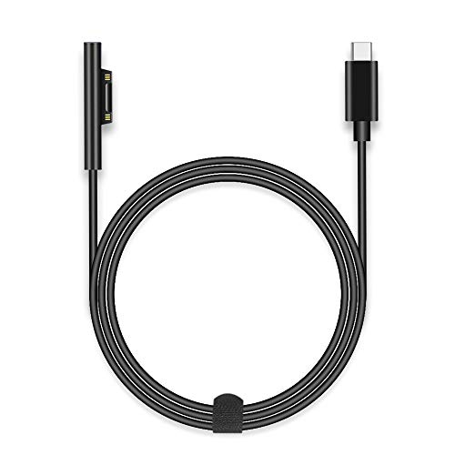 Surface Connect To USB-C Charging Cable Compatible with 15V USB Type-C PD Chargers - 5.8FT (Black)