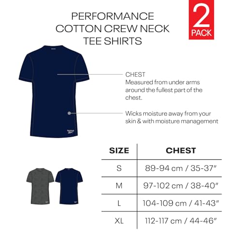 Reebok Clancy Performance - Camisetas para Hombre, Paquete de 2 Unidades, Ajustables, absorben la Humedad y Son Ligeras.