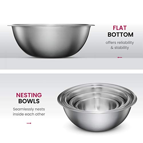 FineDine Stainless Steel Mixing Bowls (Set of 6) Easy To Clean