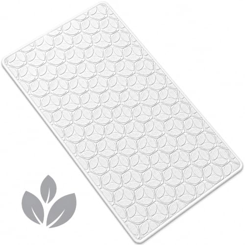 Non-Slip Rubber Bathtub Mat with Suction Cups, 16 × 28 Inch (White)
