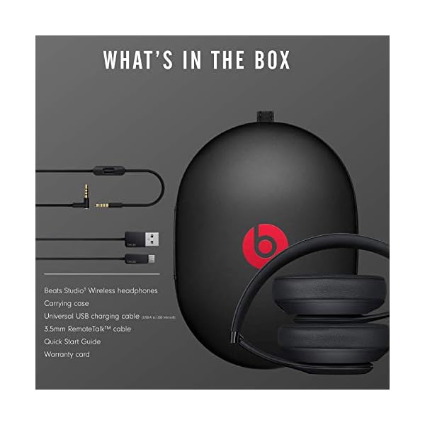 Beats-Studio3-Wireless-Noise-Cancelling-Over-Ear-Headphones-Apple-W1-Headphone-Chip-Class-1-Bluetooth-Active-Noise-Cancelling-22-Hours-Of-Listening-Time-Matte-Black Beats Studio3 Wireless Noise Cancelling Over-Ear Headphones - Apple W1 Headphone Chip, Class 1 Bluetooth, Active Noise…