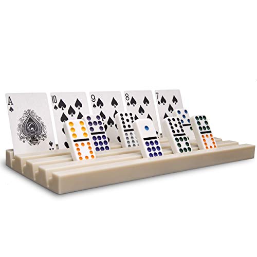 Plastic Domino Holder Trays Set of 8 - These Racks Also Hold Playing Cards - Keep Your Dominos and Cards Steady Without Holding Them in Your Hands