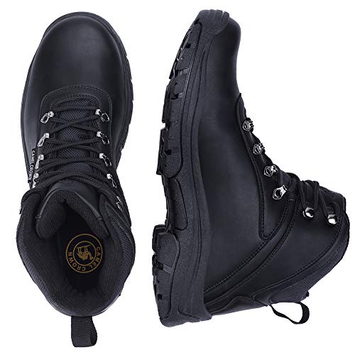 CAMEL CROWN Mens Hiking Boots Mid Ankle Boot for Trail Outdoor Backpacking Trekking Rubber Sole Black