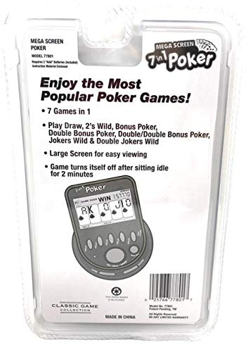 Gambling Electronic Game Pack - Mega Screen Solitaire Handheld Game & 7 in 1 Poker Handheld Game