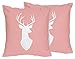 Sweet Jojo Designs 2-Piece Coral White Deer Decorative Accent Throw Pillows for Coral, Mint and Grey Woodsy Girls Bedding Sets