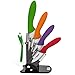 HULLR 6 Piece Ceramic Blade Multi Color Kitchen Knife Set with Acrylic Stand