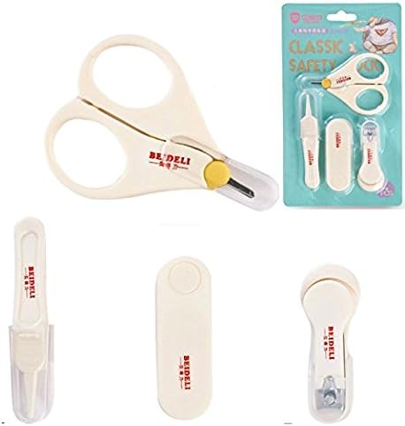 XNBAMB Baby Pro - 4 Piece Baby Grooming Kit inc Baby Nail Clippers, Nail File, Nail Scissors &amp; Tweezers. (white)