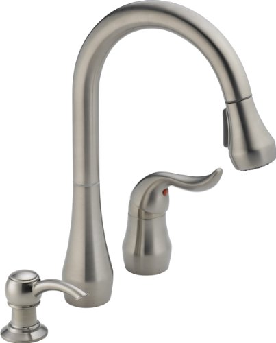 Peerless Single-Handle Kitchen Sink Faucet with Pull Down Sprayer and Soap Dispenser, Stainless P188102LF-SSSD