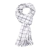 Anime Fairy Tail Natsu Dragneel Scarf White Checks Tassel Accessory