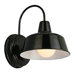Design House 579367 Mason Industrial Modern 1 Indoor/Outdoor Wall Mount 8" Light with Metal Shade for Porch Entryway Barn, Black, 10.5"