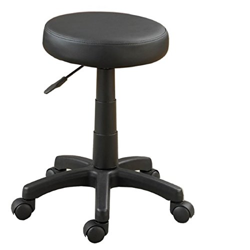 Poundex Round Adjustable Stool, Black