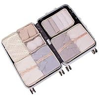 JJ POWER Travel Packing Cubes 6 Set with Bonus Shoe Bag (Cream Anchor)