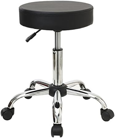C HENGCHANGCHAIRS Adjustable Hydraulic Salon Spa Stool Synthetic Leather Swivel Kitchen Drafting Club Bar Stool Black