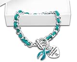 Teal Ribbon Bracelet-Leather Rope (Retail)