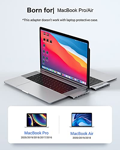 USB C Hub, LIKFAVOR USB C Dongle Adapter for MacBook Pro/Air, 7 in 2 Type-C Multiport Adapter with 4k HDMI Output, 3 USB 3.0, SD/TF Card Reader, Power Delivery 100W Thunderbolt 3 Ports