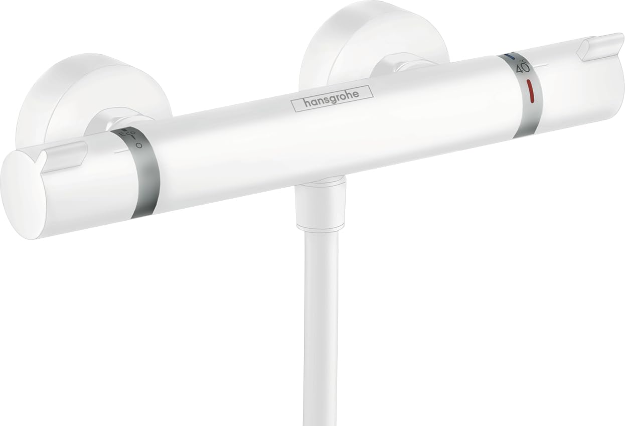 hansgrohe Ecostat Thermostatic Shower Mixer Comfort for Exposed Installation, Matt White, 13116700