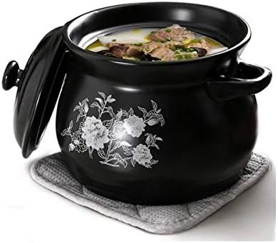 Pot, saucepan, stockpot, skillet, casserole, ceramic material, health soup pot, Kitchen utensils, all stoves can be used, black (Color : Black, Size : 282017cm)