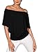 DREAGAL Women's Off Shoulder Ruffles Solid Casual Blouse Stretch Tops