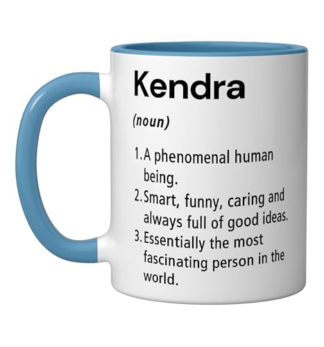 Kendra Name Definition Dictionary Ceramic Mug, Blue/White