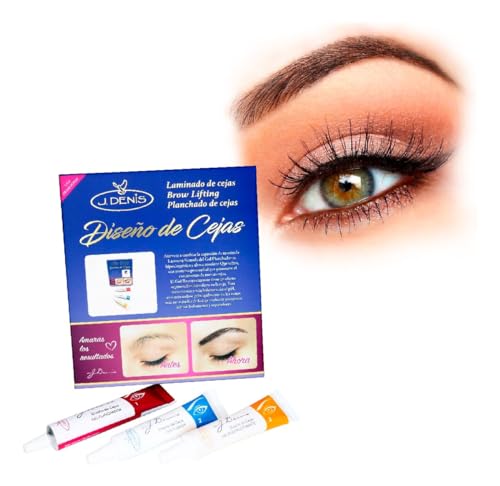 Kit de Planchado y Diseño de Cejas J Deni by Gaero Shop Uso Profesional | Luciran tus Pestañas | Fórmula Hipoalergénica Reestructurante | Incluye Geles, Papel y Aplicadores | Define, Alisa y Nutre