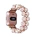 Ritastar for Fitbit Versa Bands Bracelets for Women Handmade Elastic Beaded Jewelry Replacement Strap Accessories with Rhinestones Pearls for Sport Fitbit Versa Lite Smart Watch Rose Gold