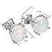 Adeser Jewelry Girls 925 Sterling Silver Earrings White Opal Studs for Womens Gift Lab Stone Silver Stud Earrings for Girls Ball Earrings (Round Opal)
